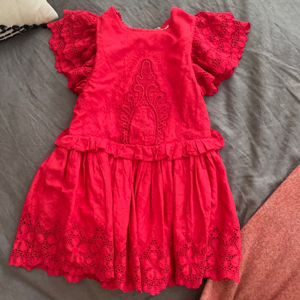 Tularosa red ruffle dress